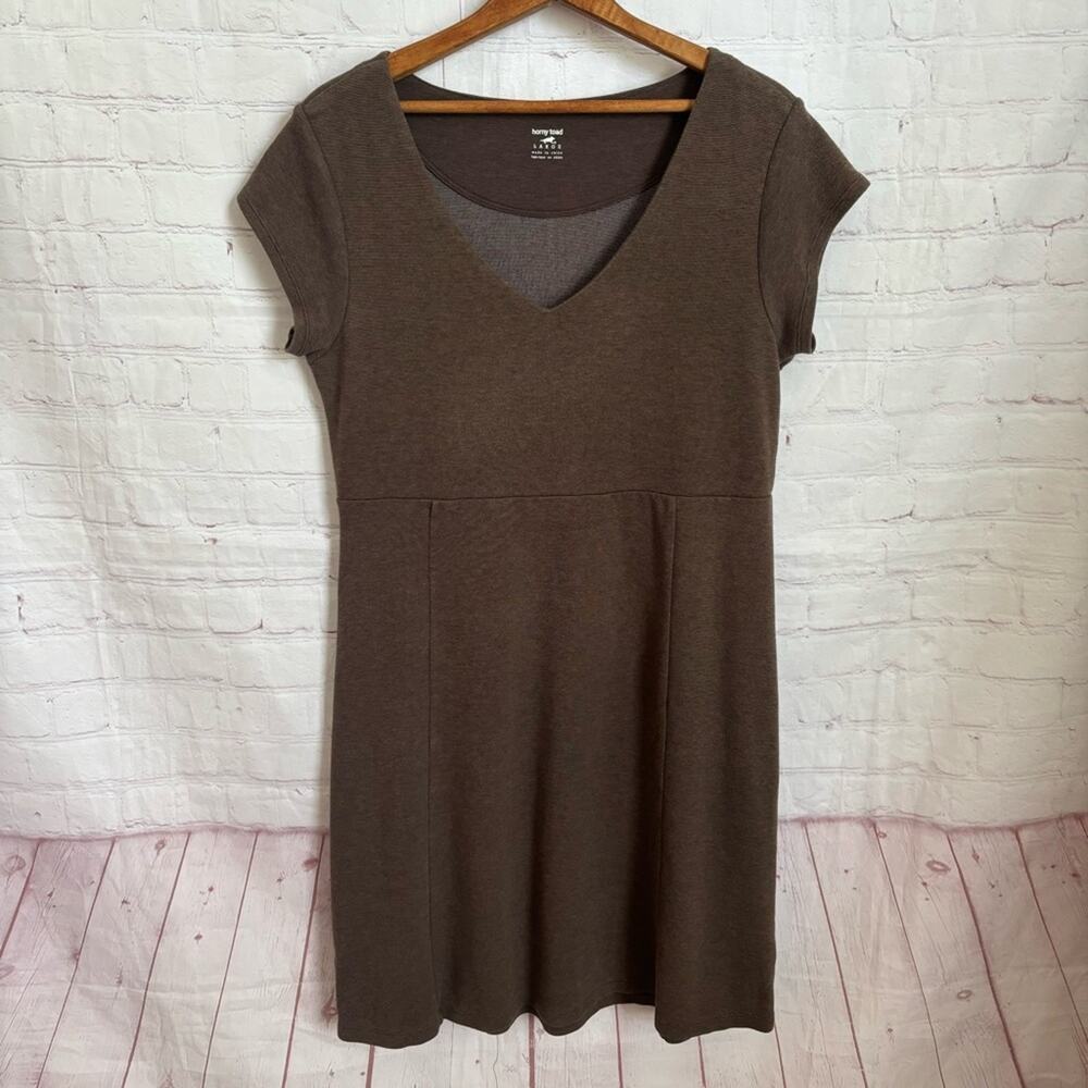 Horny Toad cap sleeve for and flare dress coin pocket in hem brown Large
